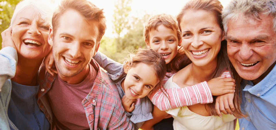 Happy family together outdoors