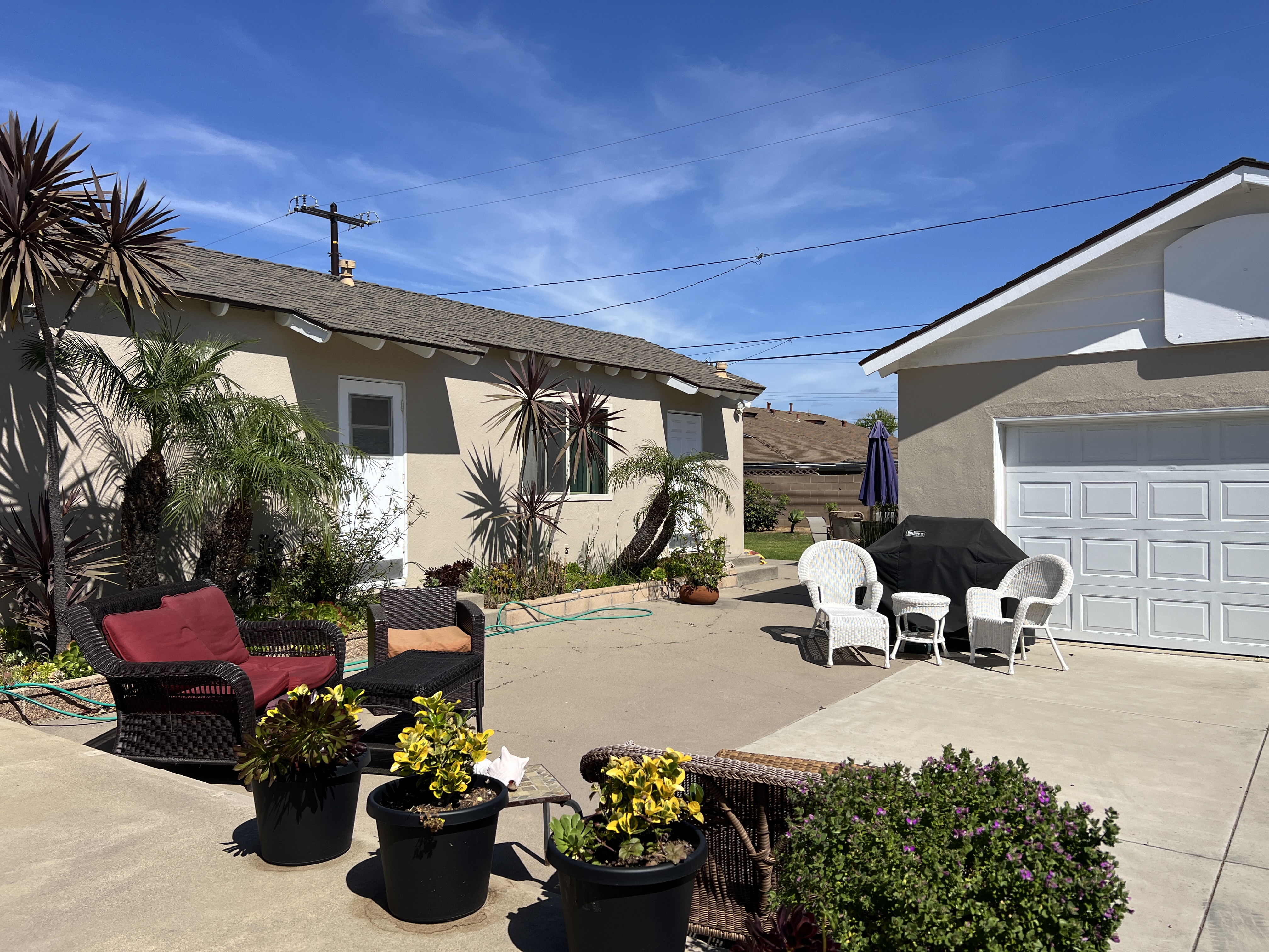 Backyard with seating and garden